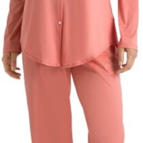 NewWT HANRO %100 COTTON DELUXE LONG SLV BUTTON FRONT PAJAMA L Made in Portugal - Picture 5 of 10